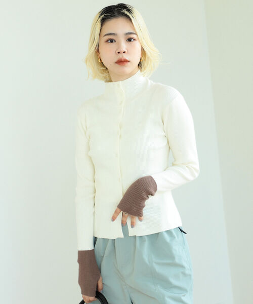 BeAMS DOT(ビームスドット)の「BeAMS DOT / 3way 配色 リブニットプルオーバー(ニット/セーター・レディース・ブラック/オフホワイト/ブルー・FREE)」の18枚目の写真