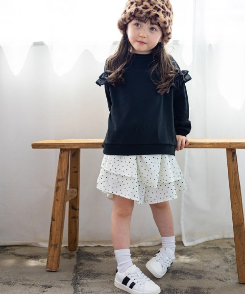 lulpini（ルルピー二）の「kids ドット柄キュロット（その他パンツ・キッズ・オフホワイト/ブラック・S/M/L）」の3枚目の写真