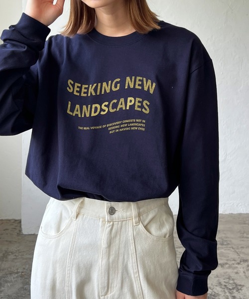 LIAN(リアン)の「ウェーブロゴロンT(Tシャツ/カットソー・レディース・ブラック/ネイビー/レッド/オフホワイト/ピンク/グリーン/ライトベージュ・FREE)」の5枚目の写真