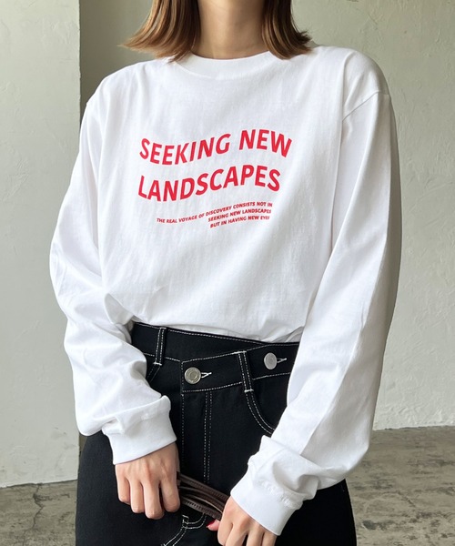 LIAN(リアン)の「ウェーブロゴロンT(Tシャツ/カットソー・レディース・ブラック/ネイビー/レッド/オフホワイト/ピンク/グリーン/ライトベージュ・FREE)」の7枚目の写真