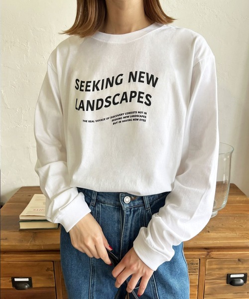 LIAN(リアン)の「ウェーブロゴロンT(Tシャツ/カットソー・レディース・ブラック/ネイビー/レッド/オフホワイト/ピンク/グリーン/ライトベージュ・FREE)」の2枚目の写真