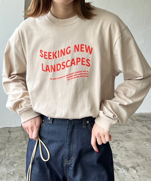 LIAN(リアン)の「ウェーブロゴロンT(Tシャツ/カットソー・レディース・ブラック/ネイビー/レッド/オフホワイト/ピンク/グリーン/ライトベージュ・FREE)」の1枚目の写真