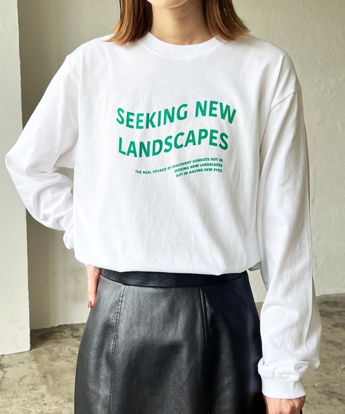 LIAN(リアン)の「ウェーブロゴロンT(Tシャツ/カットソー・レディース・ブラック/ネイビー/レッド/オフホワイト/ピンク/グリーン/ライトベージュ・FREE)」の4枚目の写真