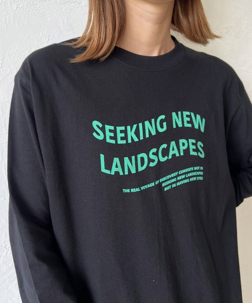 LIAN(リアン)の「ウェーブロゴロンT(Tシャツ/カットソー・レディース・ブラック/ネイビー/レッド/オフホワイト/ピンク/グリーン/ライトベージュ・FREE)」の3枚目の写真