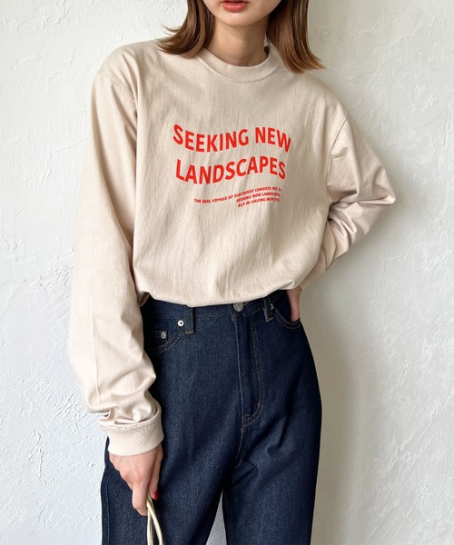 LIAN(リアン)の「ウェーブロゴロンT(Tシャツ/カットソー・レディース・ブラック/ネイビー/レッド/オフホワイト/ピンク/グリーン/ライトベージュ・FREE)」の9枚目の写真