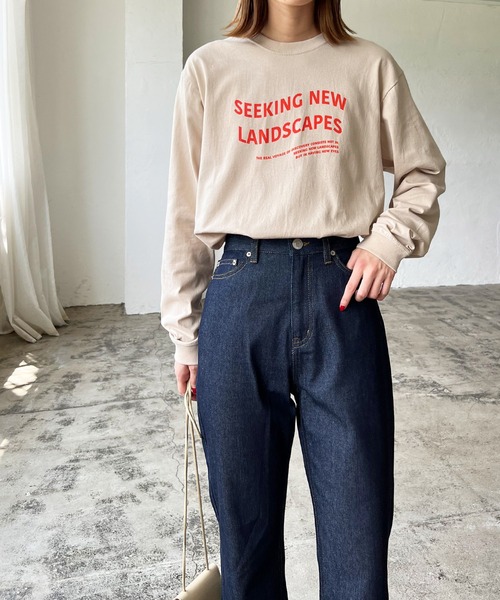 LIAN(リアン)の「ウェーブロゴロンT(Tシャツ/カットソー・レディース・ブラック/ネイビー/レッド/オフホワイト/ピンク/グリーン/ライトベージュ・FREE)」の12枚目の写真