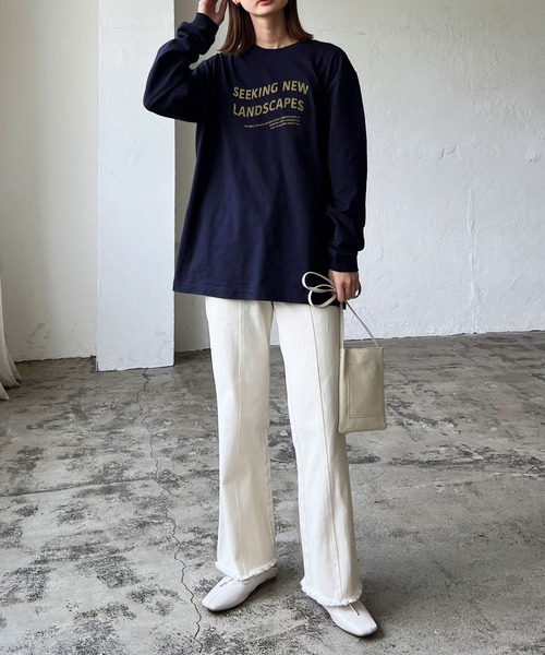 LIAN(リアン)の「ウェーブロゴロンT(Tシャツ/カットソー・レディース・ブラック/ネイビー/レッド/オフホワイト/ピンク/グリーン/ライトベージュ・FREE)」の18枚目の写真