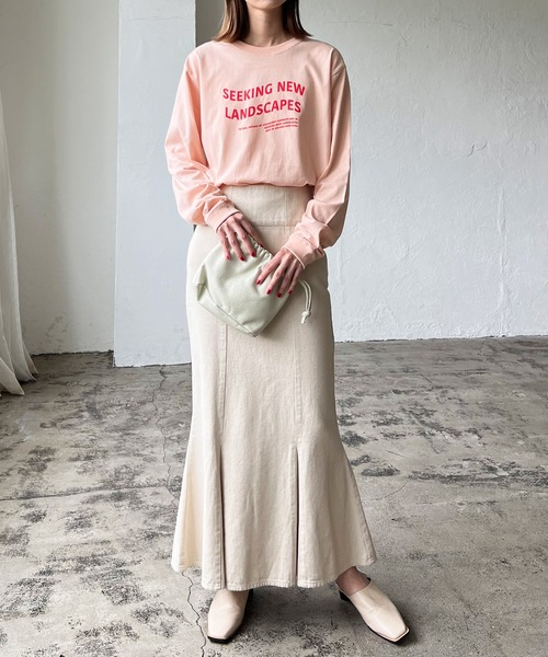 LIAN(リアン)の「ウェーブロゴロンT(Tシャツ/カットソー・レディース・ブラック/ネイビー/レッド/オフホワイト/ピンク/グリーン/ライトベージュ・FREE)」の13枚目の写真