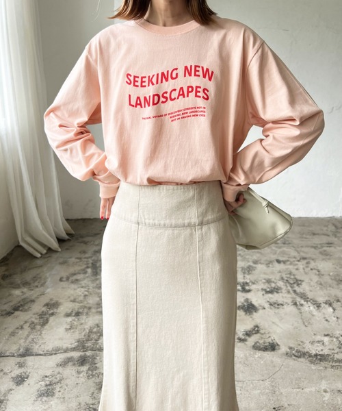 LIAN(リアン)の「ウェーブロゴロンT(Tシャツ/カットソー・レディース・ブラック/ネイビー/レッド/オフホワイト/ピンク/グリーン/ライトベージュ・FREE)」の14枚目の写真