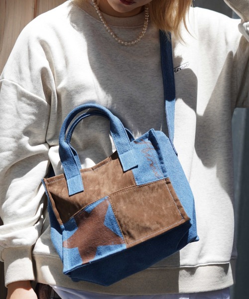 AVIREX(アヴィレックス)の「≪WEB&DEPOT限定≫FAKE SUEDE COMBI REMAKE MINI TOTE BAG/ フェイクスエードコンビリメイクミニトートバッグ(トートバッグ・レディース・オリーブ/ブルー系その他・FREE)」の3枚目の写真