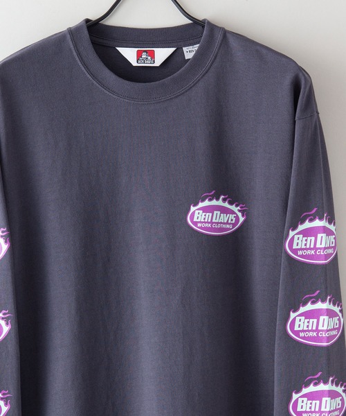 BEN DAVIS(ベンデイビス)の「【BEN DAVIS/ベンデイビス】 袖プリント バックプリント ワンポイントブランドロゴ ロンT(Tシャツ/カットソー・メンズ・ホワイト/チャコールグレー/ブラック/ダークグリーン/グレー/ダークブルー・MEDIUM/LARGE/X-LARGE)」の9枚目の写真