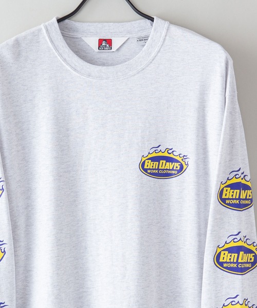 BEN DAVIS(ベンデイビス)の「【BEN DAVIS/ベンデイビス】 袖プリント バックプリント ワンポイントブランドロゴ ロンT(Tシャツ/カットソー・メンズ・ホワイト/チャコールグレー/ブラック/ダークグリーン/グレー/ダークブルー・MEDIUM/LARGE/X-LARGE)」の17枚目の写真