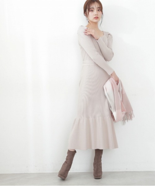 PROPORTION BODY DRESSING（プロポーションボディドレッシング）の「マーメイドビット付きニットワンピース / 1212240008（ワンピース・レディース・ブルー/ベージュ/パープル/ダークグレー・SMALL/MEDIUM）」の7枚目の写真