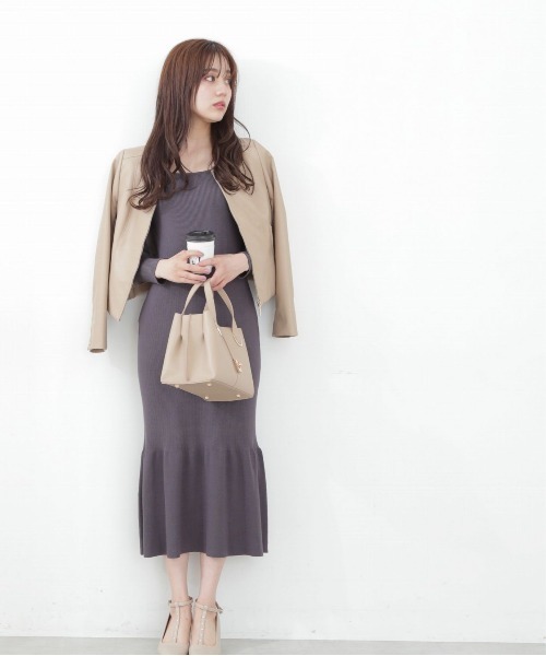 PROPORTION BODY DRESSING（プロポーションボディドレッシング）の「マーメイドビット付きニットワンピース / 1212240008（ワンピース・レディース・ブルー/ベージュ/パープル/ダークグレー・SMALL/MEDIUM）」の6枚目の写真