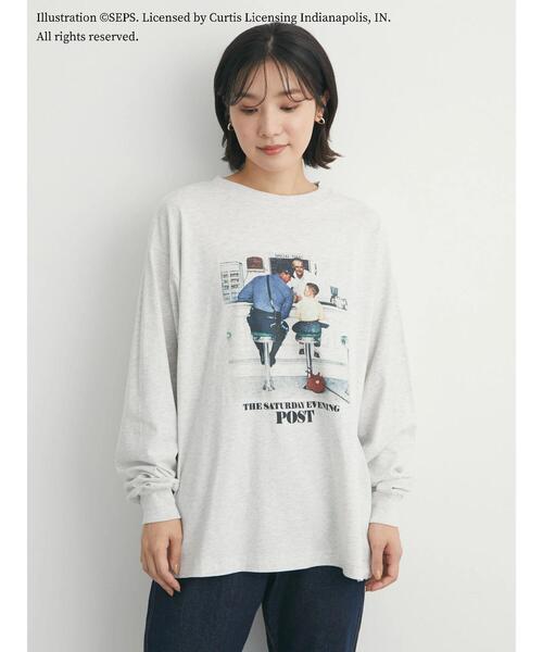 Green　Parks（グリーンパークス）の「TSEP カフェプリントロンT＊（Tシャツ/カットソー・レディース・グレー系その他・FREE）」の17枚目の写真