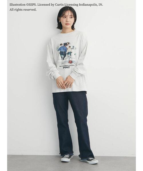 Green　Parks（グリーンパークス）の「TSEP カフェプリントロンT＊（Tシャツ/カットソー・レディース・グレー系その他・FREE）」の18枚目の写真