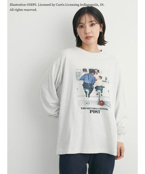 Green　Parks（グリーンパークス）の「TSEP カフェプリントロンT＊（Tシャツ/カットソー・レディース・グレー系その他・FREE）」の21枚目の写真