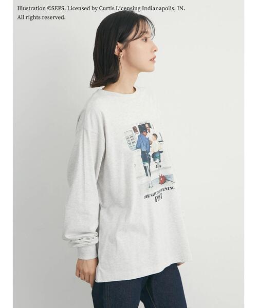 Green　Parks（グリーンパークス）の「TSEP カフェプリントロンT＊（Tシャツ/カットソー・レディース・グレー系その他・FREE）」の22枚目の写真