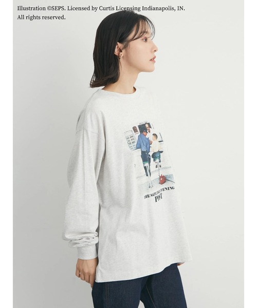 Green　Parks（グリーンパークス）の「TSEP カフェプリントロンT＊（Tシャツ/カットソー・レディース・グレー系その他・FREE）」の3枚目の写真