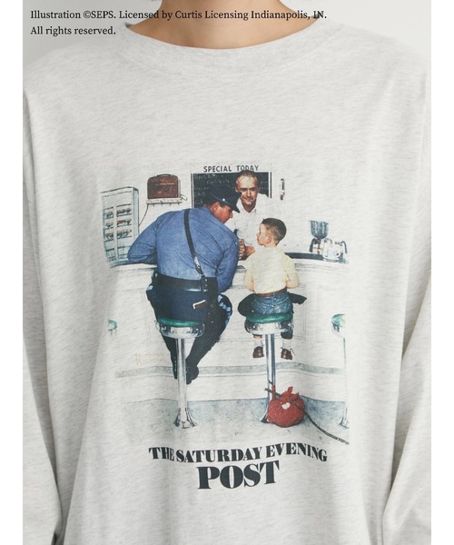 Green　Parks（グリーンパークス）の「TSEP カフェプリントロンT＊（Tシャツ/カットソー・レディース・グレー系その他・FREE）」の8枚目の写真