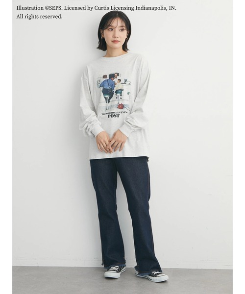 Green　Parks（グリーンパークス）の「TSEP カフェプリントロンT＊（Tシャツ/カットソー・レディース・グレー系その他・FREE）」の5枚目の写真