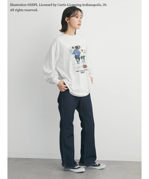 Green　Parks（グリーンパークス）の「TSEP カフェプリントロンT＊（Tシャツ/カットソー・レディース・グレー系その他・FREE）」の6枚目の写真