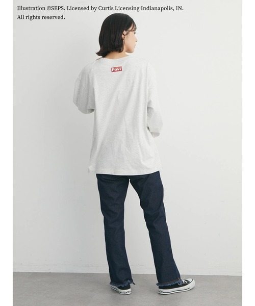 Green　Parks（グリーンパークス）の「TSEP カフェプリントロンT＊（Tシャツ/カットソー・レディース・グレー系その他・FREE）」の7枚目の写真