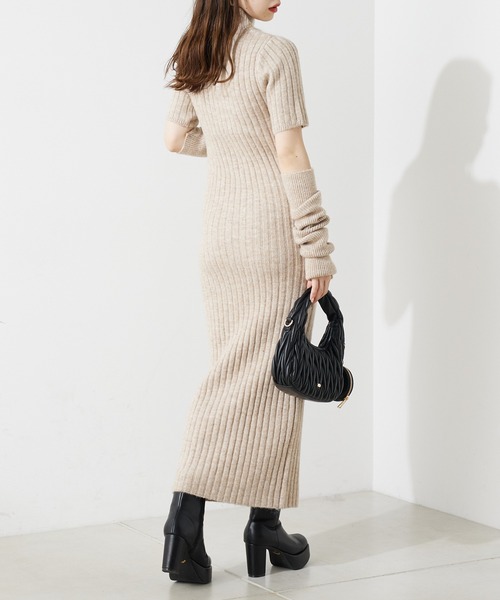 セール】【2022AW】ハイネックアームウォーマーニットロング