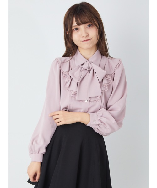 Ank Rouge(アンクルージュ)の「フレアーラッフルリボンタイブラウス(シャツ/ブラウス・レディース・オフホワイト/ピンク/ブラック・M)」の13枚目の写真