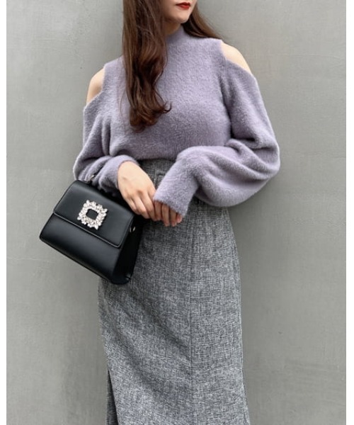 INGNI（イング）の「フェザーヤーン肩開きニット（ニット/セーター・レディース・ブルーグレー/アイボリー/ピンク・M）」の18枚目の写真