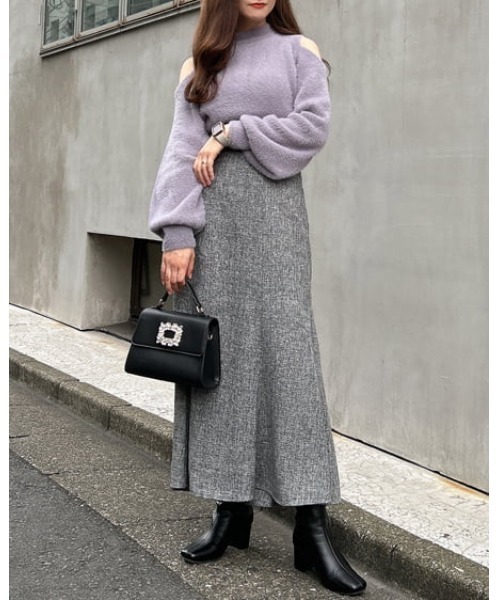 INGNI（イング）の「フェザーヤーン肩開きニット（ニット/セーター・レディース・ブルーグレー/アイボリー/ピンク・M）」の17枚目の写真