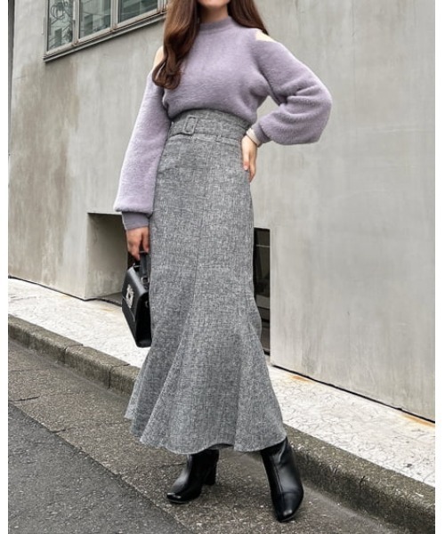 INGNI（イング）の「フェザーヤーン肩開きニット（ニット/セーター・レディース・ブルーグレー/アイボリー/ピンク・M）」の14枚目の写真