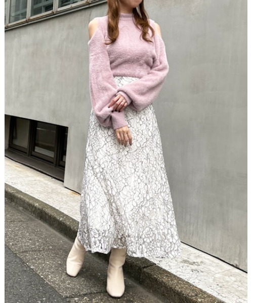 INGNI（イング）の「フェザーヤーン肩開きニット（ニット/セーター・レディース・ブルーグレー/アイボリー/ピンク・M）」の8枚目の写真