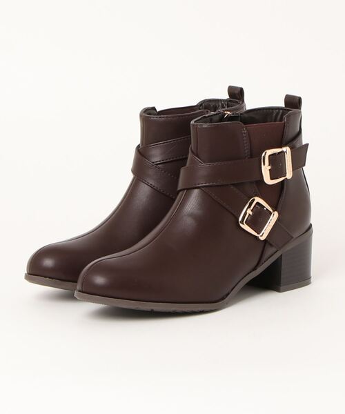 Petiem Duras（プティームデュラス）の「【Petiem Duras】　バックルベルトサイドゴアブーツ（ブーツ・レディース・ブラック/ブラック×ブラック/ダークブラウン・LL/M/L/S）」の3枚目の写真