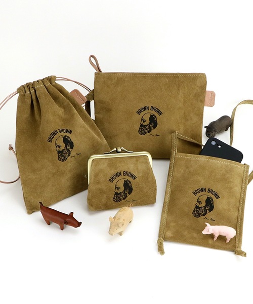 BrownBrown（ブラウンブラウン）の「【BrownBrown】ブラウンブラウン/Mr,Brow巾着バック（ピッグスエード)（ショルダーバッグ・レディース・ベージュ/ブラック/グレー・FREE）」の13枚目の写真