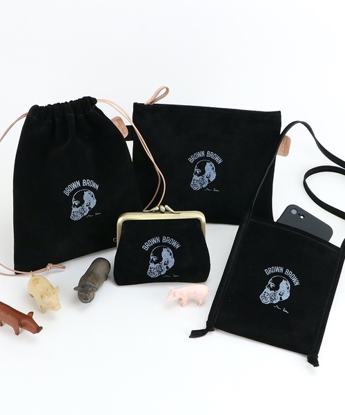 BrownBrown（ブラウンブラウン）の「【BrownBrown】ブラウンブラウン/Mr,Brow巾着バック（ピッグスエード)（ショルダーバッグ・レディース・ベージュ/ブラック/グレー・FREE）」の15枚目の写真