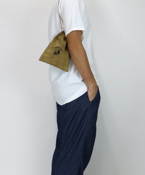 BrownBrown（ブラウンブラウン）の「【BrownBrown】ブラウンブラウン/Mr,Brow巾着バック（ピッグスエード)（ショルダーバッグ・レディース・ベージュ/ブラック/グレー・FREE）」の12枚目の写真