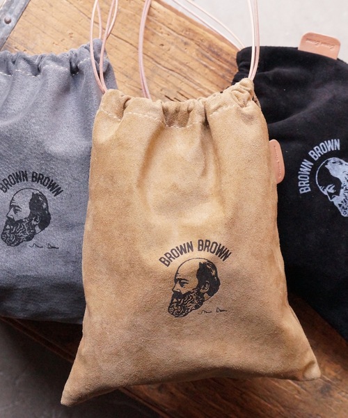 BrownBrown（ブラウンブラウン）の「【BrownBrown】ブラウンブラウン/Mr,Brow巾着バック（ピッグスエード)（ショルダーバッグ・レディース・ベージュ/ブラック/グレー・FREE）」の17枚目の写真
