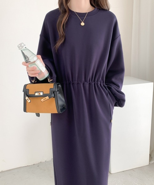 ABITOKYO(アビトーキョー)の「バックスリットウエストギャザースウェットワンピース(ワンピース・レディース・ブルー/ホワイト/ブラック/グリーン/モカ/チャコールグレー/ベージュ/ネイビー/グレー・FREE)」の8枚目の写真