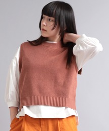 K2621 畔編みコットンニットベスト