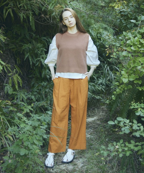 RNA-N（アールエヌエーエヌ）の「K2621 畔編みコットンニットベスト（ベスト・レディース・レッド/グレイッシュブルー/イエロー・MEDIUM）」の8枚目の写真