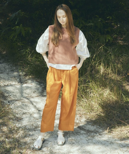 RNA-N（アールエヌエーエヌ）の「K2621 畔編みコットンニットベスト（ベスト・レディース・レッド/グレイッシュブルー/イエロー・MEDIUM）」の9枚目の写真