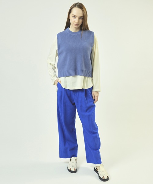 RNA-N（アールエヌエーエヌ）の「K2621 畔編みコットンニットベスト（ベスト・レディース・レッド/グレイッシュブルー/イエロー・MEDIUM）」の15枚目の写真