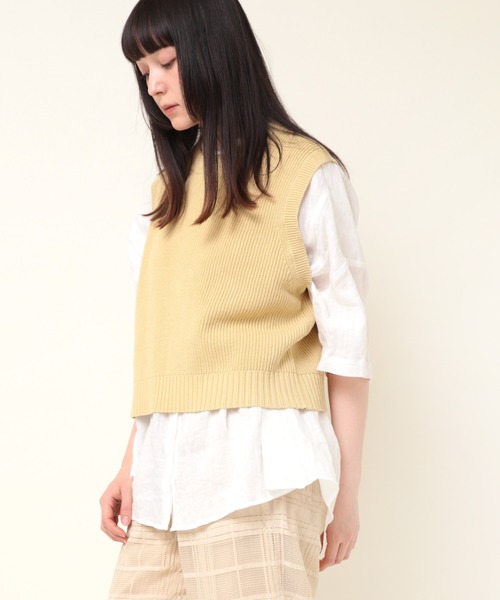 RNA-N（アールエヌエーエヌ）の「K2621 畔編みコットンニットベスト（ベスト・レディース・レッド/グレイッシュブルー/イエロー・MEDIUM）」の18枚目の写真