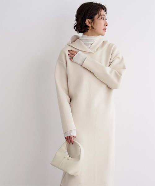 UR'S（ユアーズ）の「ボンディングフーディーワンピース（ワンピース・レディース・ネイビー/ブラック/グレー系その他/アイボリー/ブラウン系その他・S/M/L）」の20枚目の写真