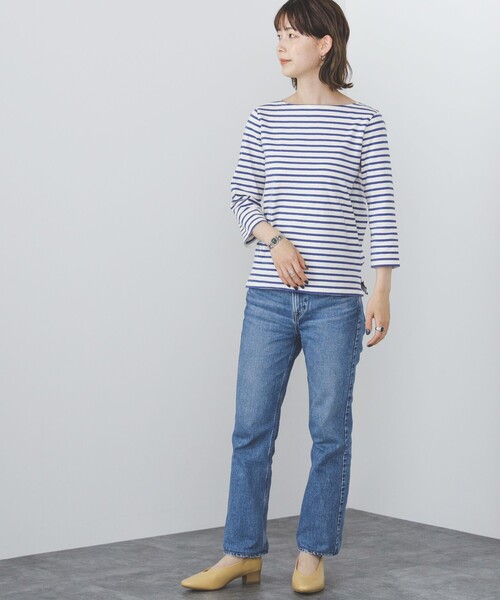 BEAMS HEART(ビームスハート)の「BEAMS HEART / 7分袖 ボーダー プルオーバー(Tシャツ/カットソー・レディース・ブルー/オリーブ/ネイビー・FREE)」の4枚目の写真