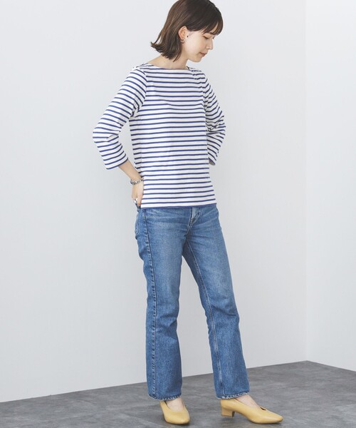 BEAMS HEART(ビームスハート)の「BEAMS HEART / 7分袖 ボーダー プルオーバー(Tシャツ/カットソー・レディース・ブルー/オリーブ/ネイビー・FREE)」の5枚目の写真