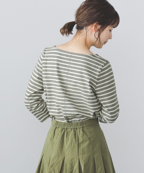 BEAMS HEART(ビームスハート)の「BEAMS HEART / 7分袖 ボーダー プルオーバー(Tシャツ/カットソー・レディース・ブルー/オリーブ/ネイビー・FREE)」の13枚目の写真