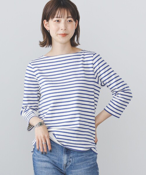BEAMS HEART(ビームスハート)の「BEAMS HEART / 7分袖 ボーダー プルオーバー(Tシャツ/カットソー・レディース・ブルー/オリーブ/ネイビー・FREE)」の3枚目の写真
