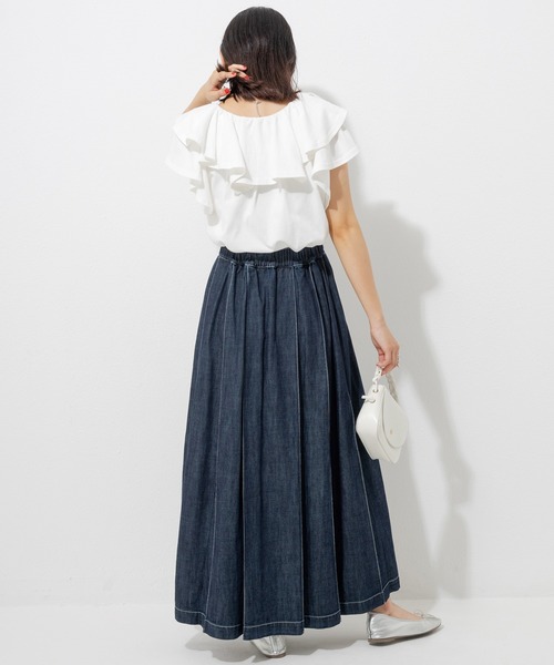 LAVEANGE(ラビアンジェ)の「フリルカットブラウス(Tシャツ/カットソー・レディース・カーキ/ブラック/オフホワイト・M/LL/3L/4L/5L)」の12枚目の写真